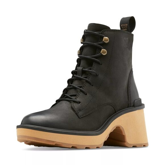 Sorel Shoes - Sorel Womens Hi Line Lace Up Round Toe Lug Combat Boots Black Size 9.5M Defected